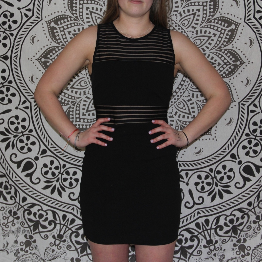 black and mesh mini dress